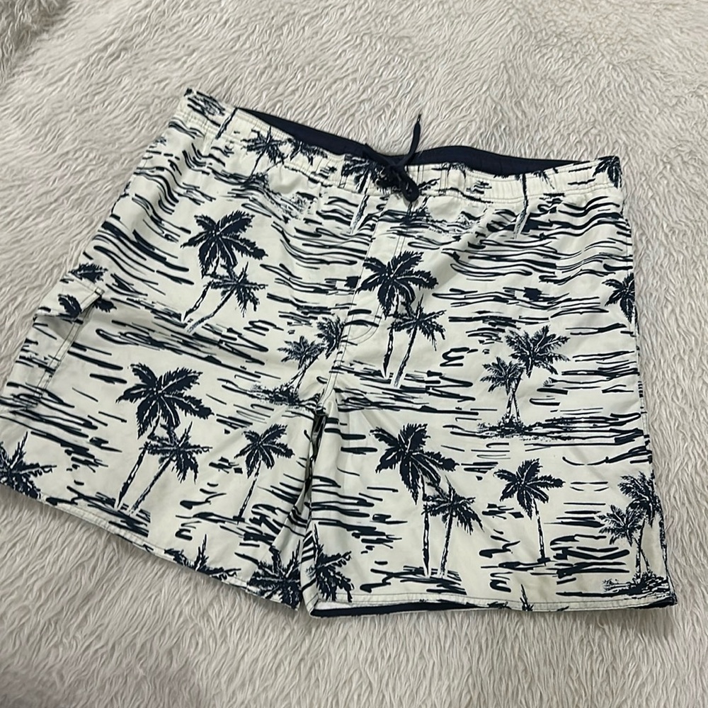 Croft and barrow white blue tropical beach swim shorts size xxl